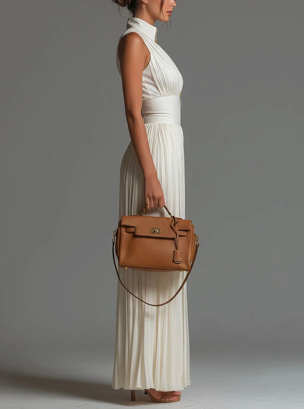 Abigail | V-Hals Ærmeløs Jumpsuit i Chiffon med Vide Ben