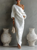 Melisa | Elegant asymmetrisk flytende maxikjole